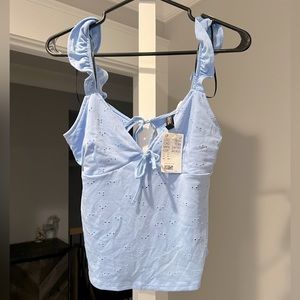 NWT H&M eyelet pattern blue tank top